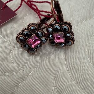 Zara Pink and Gold Square Earrings